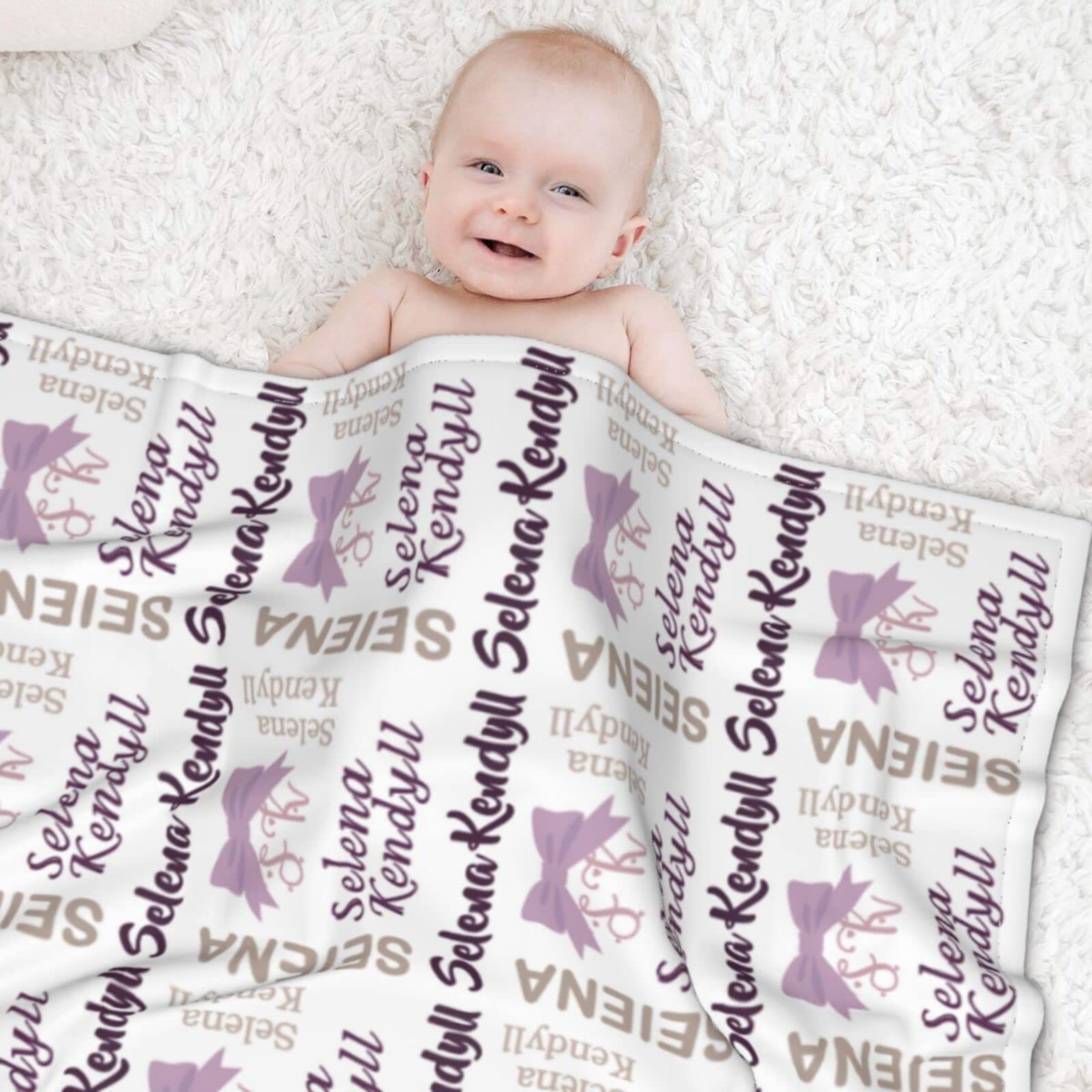 Personalized Baby Blankets with Custom Name - Soft & Cozy Baby Boy & Girl Gift for Newborn, Christening, Birthday - Perfect for Nursery, Stroller & Photo Shoots