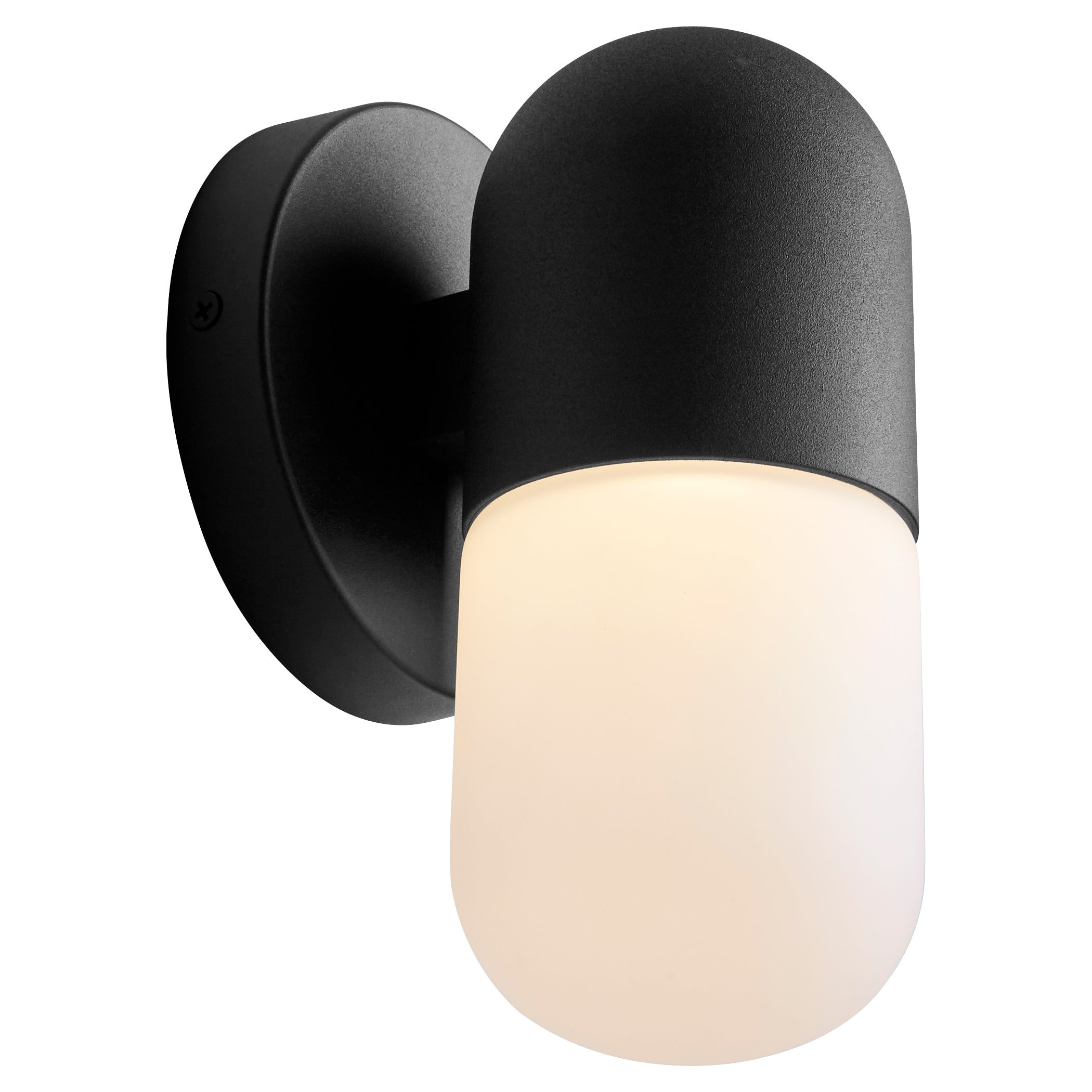Modern Black Outdoor Wall Sconce Lantern Light - 8 Inch Small White Glass Lens for Porch, Patio & Garden Lighting | Oxygen Corpus 3 757 15