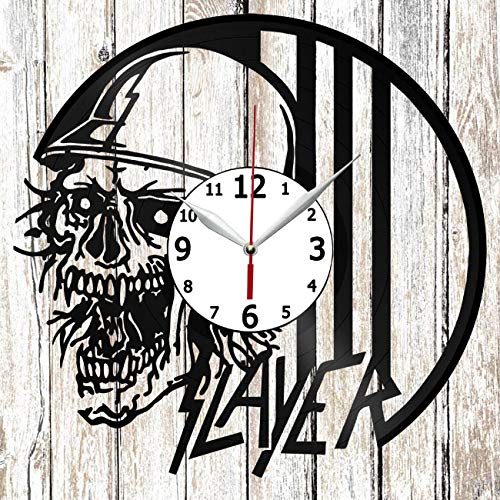 Slayer Vinyl Record Wall Clock - Unique Handmade Home Decor, Music Fan Gift, Black Exclusive Vinyl Art Clock for Living Room, Bedroom & Music Studio