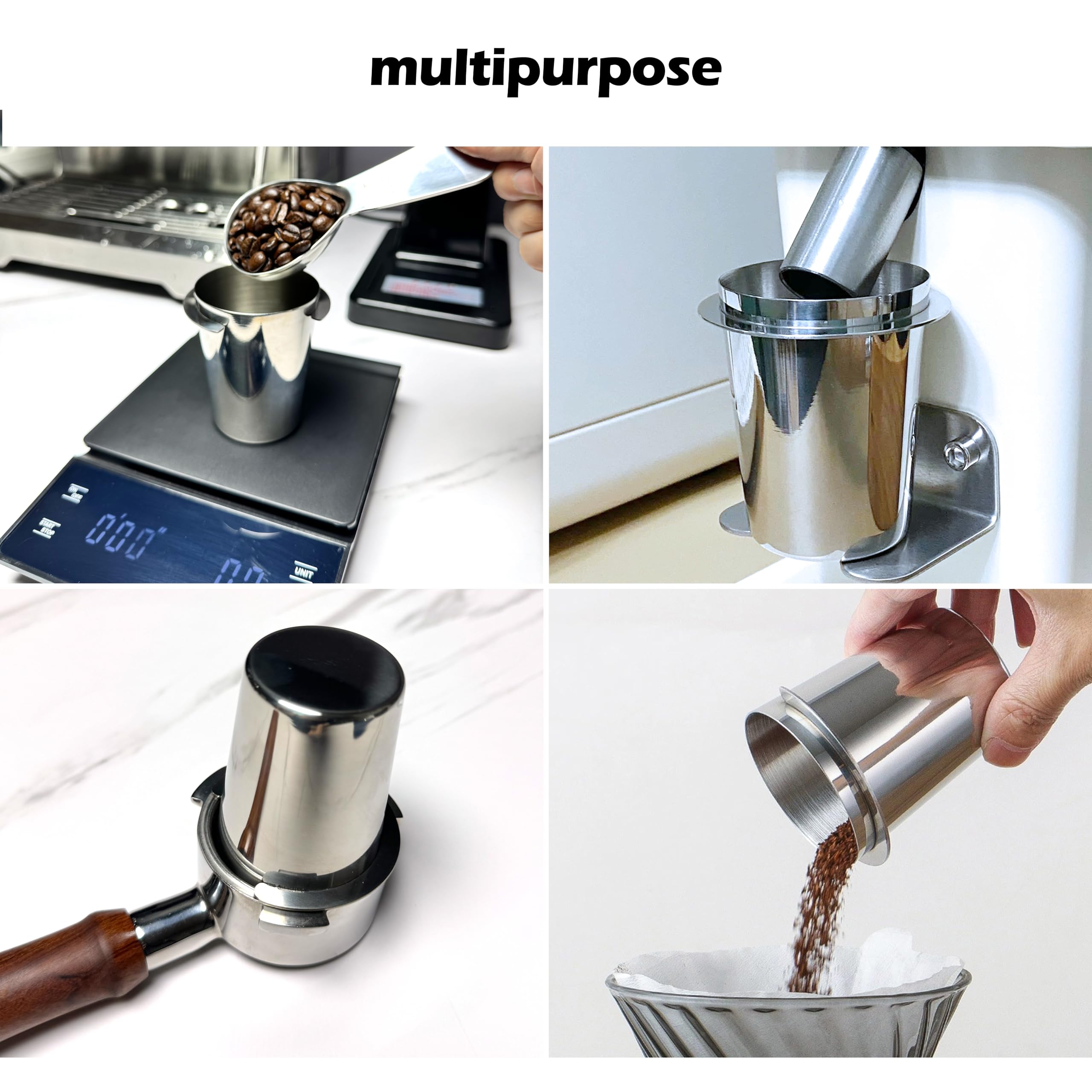 NEOUZA 58mm Coffee Dosing Cup with RDT Spray Bottle Set - Precision Coffee Bean & Powder Dispenser for Espresso Grinders - Perfect for Home Baristas & Coffee Shops