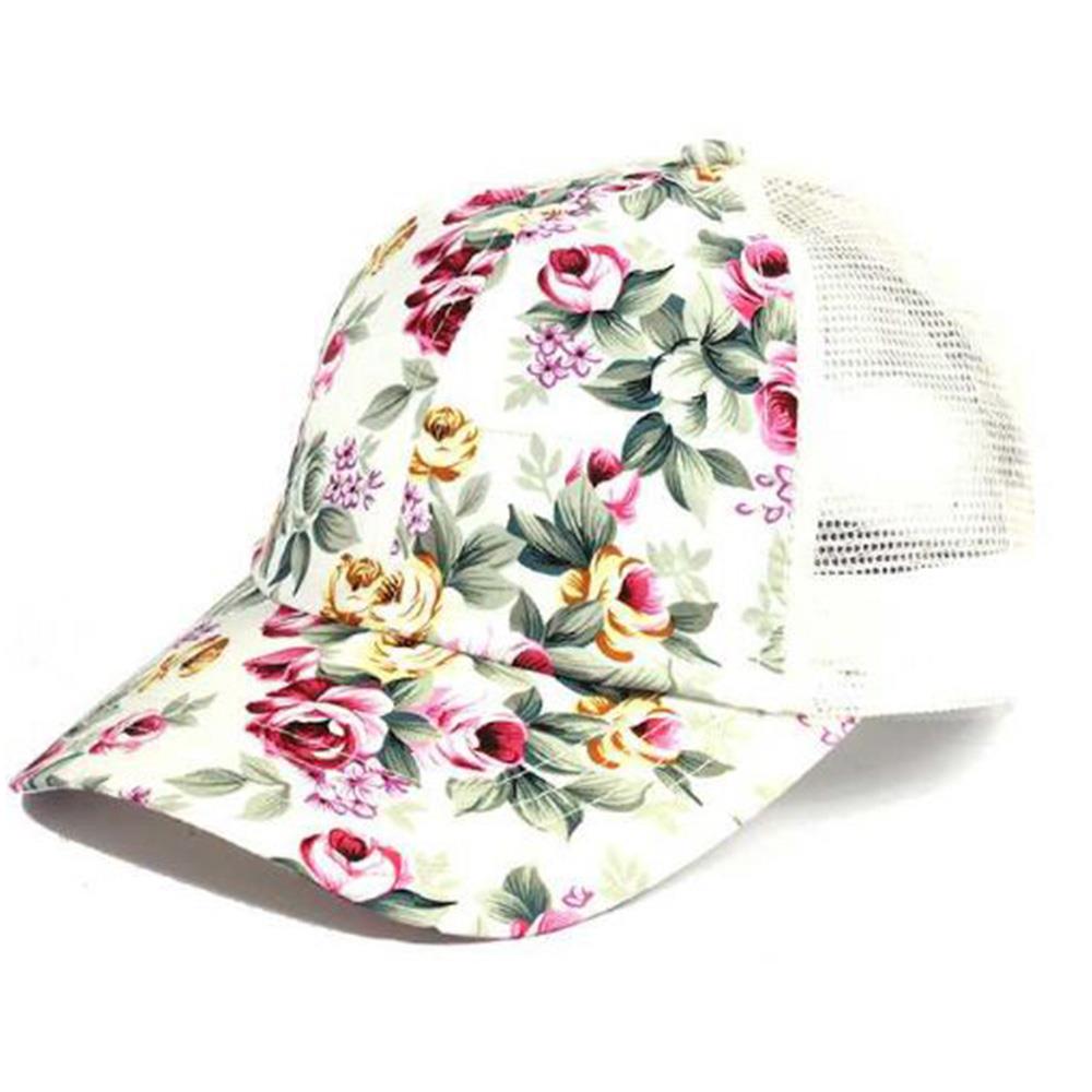 Floral Mesh Ball Cap for Women - Breathable Summer Sun Hat with Adjustable Strap - Perfect for Outdoor Activities, Beach, and Gardening