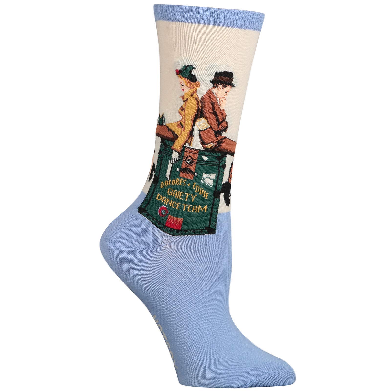 Hot Sox Women's Norman Rockwell Collection Crew Socks - Vintage Inspired Comfortable Cotton Socks for Everyday Wear, Work & Casual Outfits