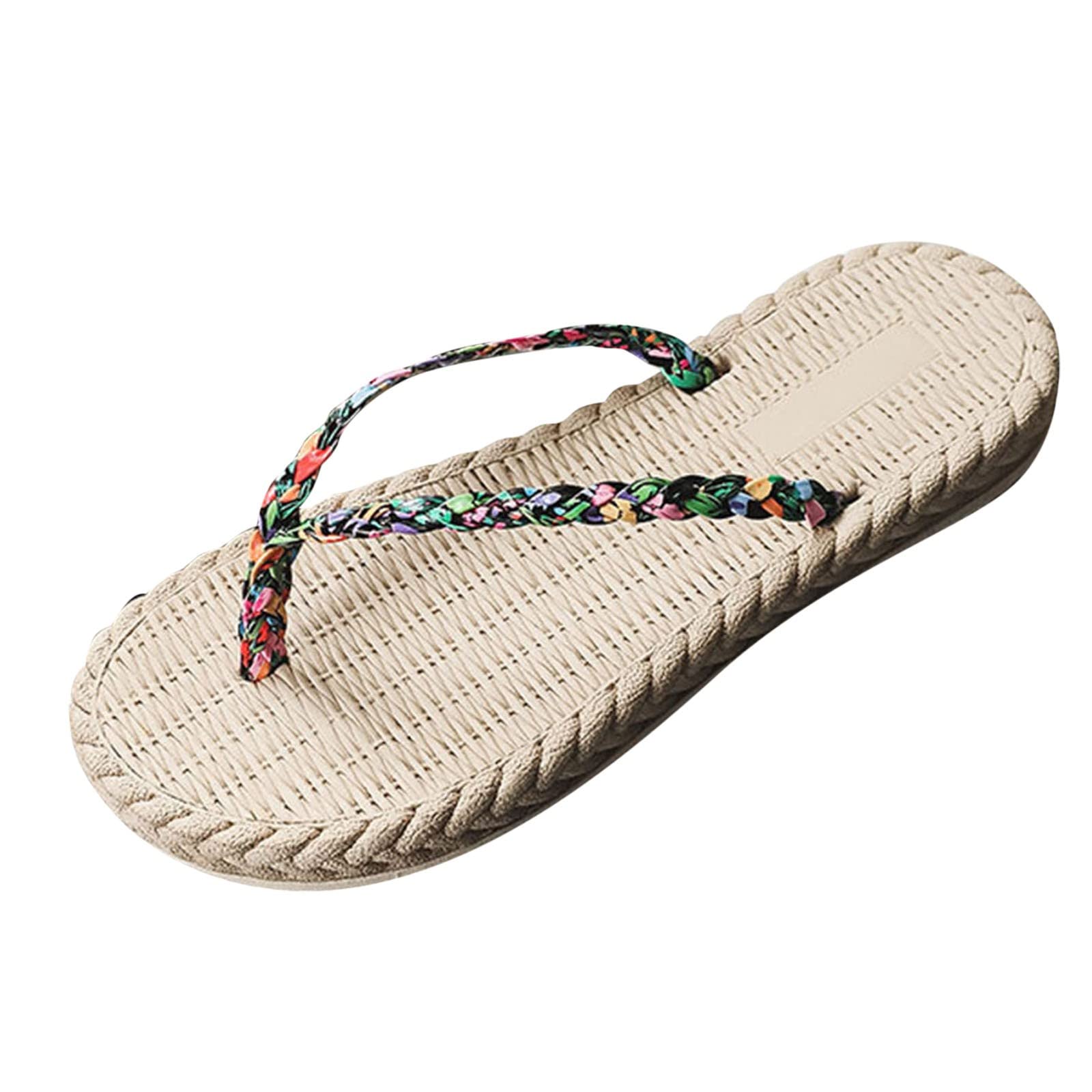 Floral Beach Slippers for Women - Summer Flip Flops for Outdoor & Vacation