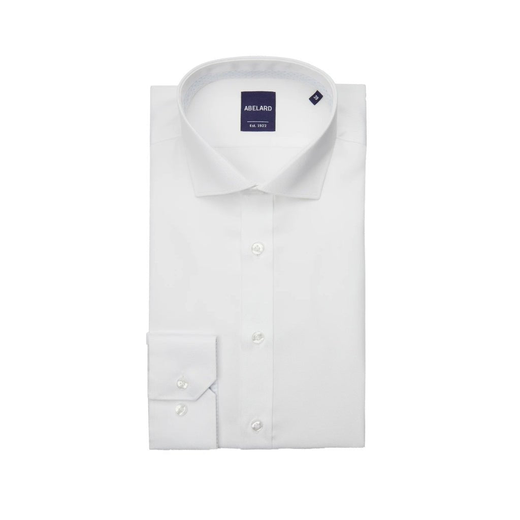 ABELARD Non-Iron Cotton Twill Shirt for Men - Slim Fit White Dress Shirt with Single Cuff | Perfect for Business, Office & Formal Occasions
