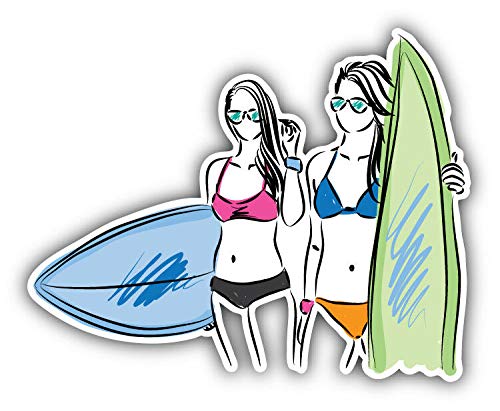 Surfer Girls Double-Sided Stainless Steel Keychain - Durable Key Ring Holder with Carabiner Clip | Perfect for Beach Lovers, Surf Enthusiasts & Outdoor Adventures