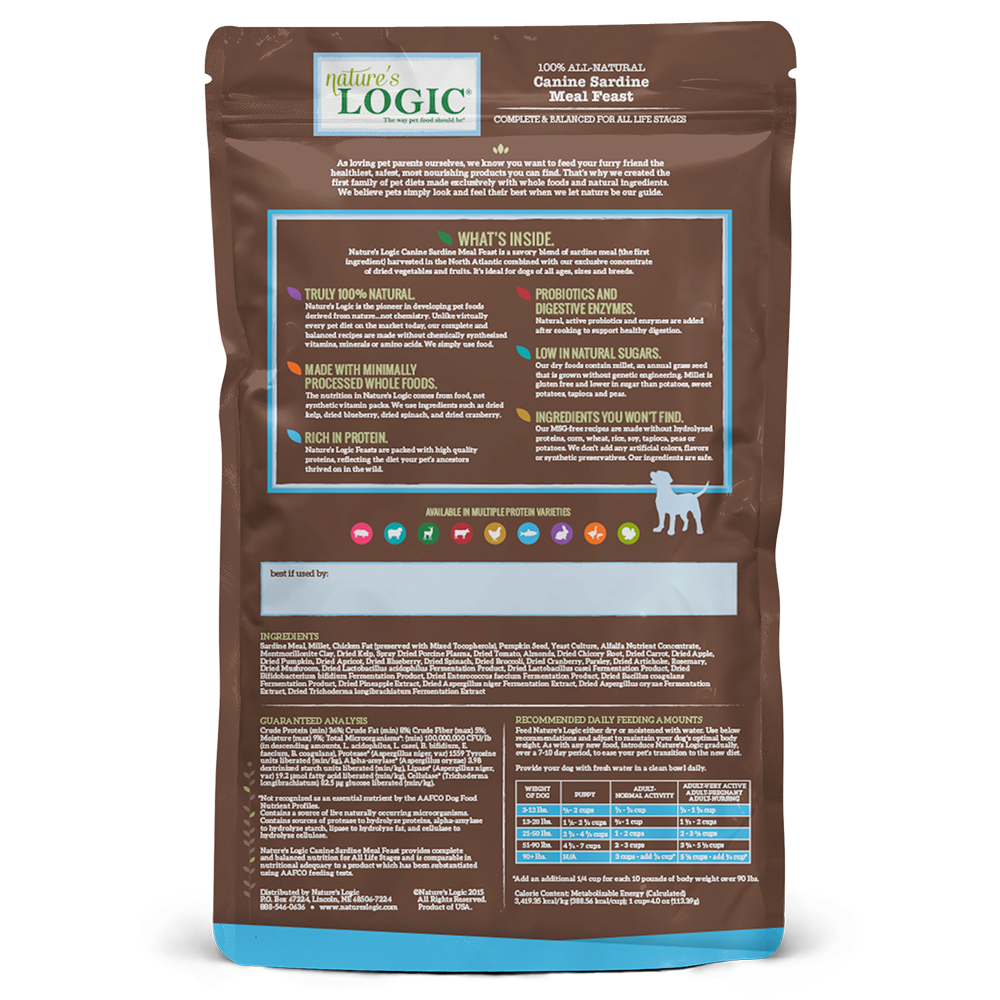 Nature's Logic Original Grains Dry Dog Food with Sardine Meal - High Protein, Grain-Inclusive Kibble for Adult Dogs | Perfect for Daily Meals & Active Lifestyles