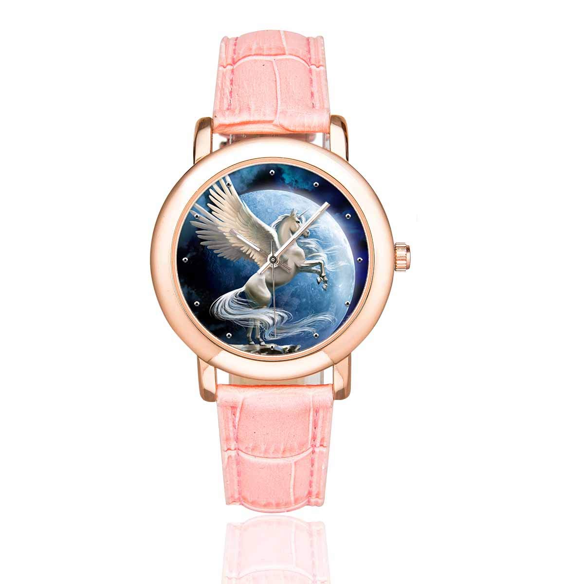 **InterestPrint Pegasus Unicorn Women's Waterproof Watch - Rose Gold Casual Wristwatch for Everyday Wear, Fashion Accessory, Gift Idea**