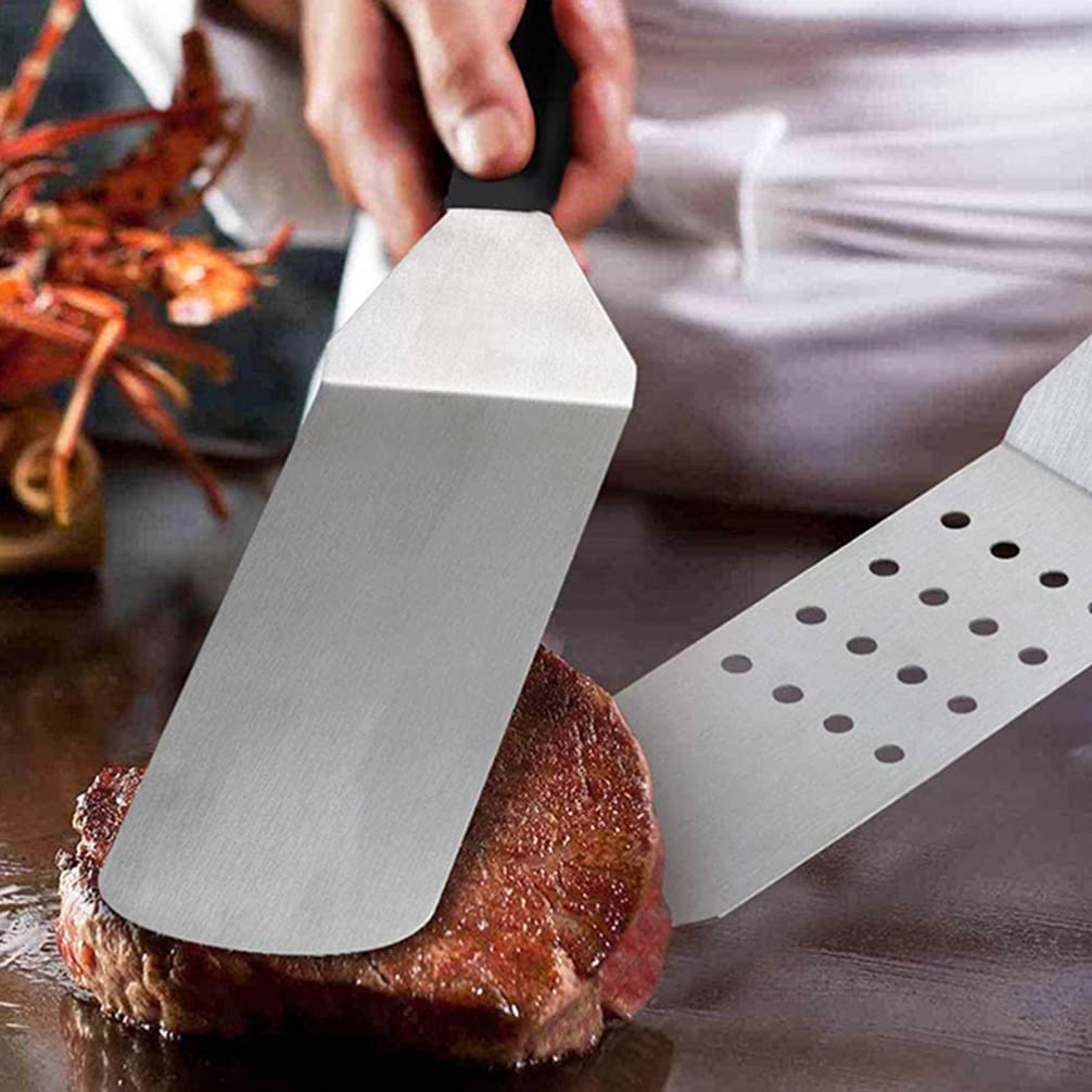 DOITOOL 3-Piece Stainless Steel Grill Spatula Set - Heavy Duty Flat Top Griddle Turner for Outdoor BBQ, Pancakes & Teppanyaki - Perfect for Camping, Backyard Cooking & Commercial Kitchen Use
