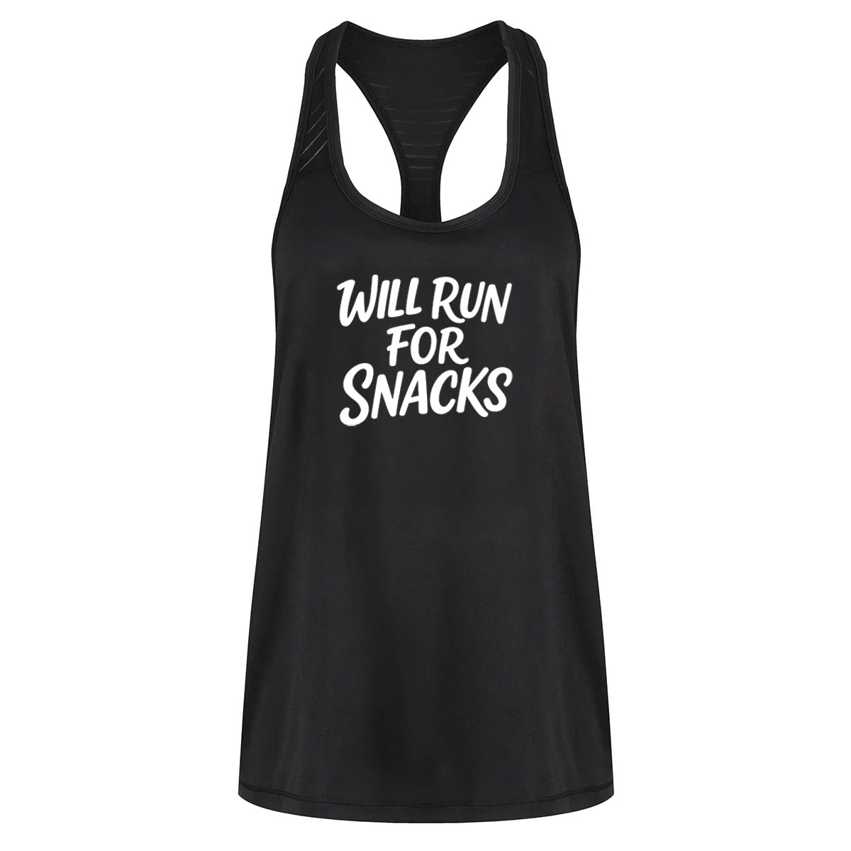 Run For Snacks Women's Mesh Racerback Tank Top - Breathable Workout Shirt for Running, Yoga & Gym - Lightweight Athletic Performance Top
