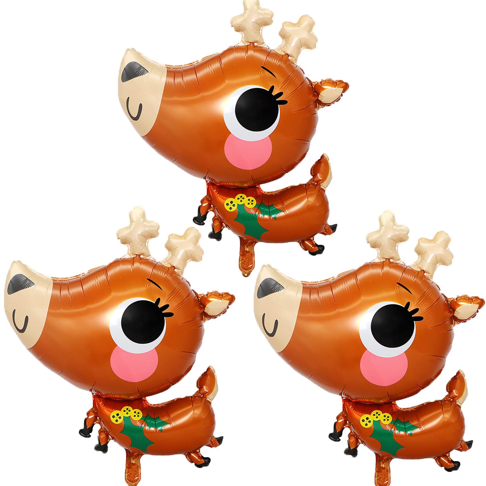 3pcs Christmas Deer Foil Balloons for Holiday Party Decorations - Perfect for Christmas-Themed Parties, Birthday Celebrations & Festive Home Decor