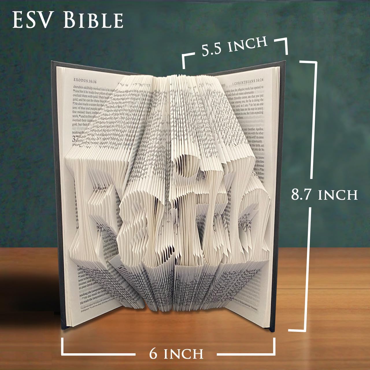 Faith Christian Bible Art Sculpture - Handmade ESV Bible Decor for Home & Church - Inspirational Christian Gifts for Women & Men - Perfect for Prayer Rooms, Bible Studies & Spiritual Spaces