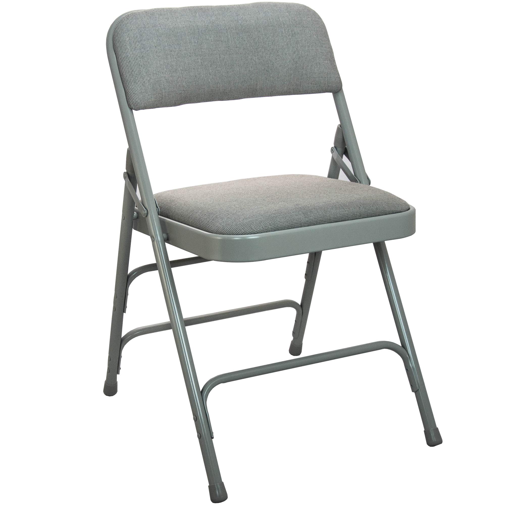 Emma & Oliver 2-Pack Grey Padded Metal Folding Chairs with Comfortable Fabric Seats - Perfect for Outdoor Events, Parties, Camping, and Extra Seating at Home