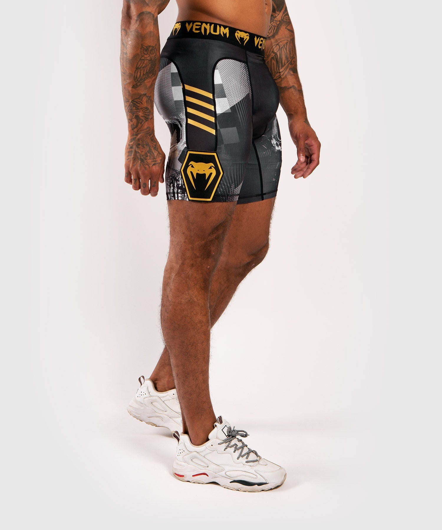 Venum Skull Compression Shorts for Men - Black MMA & Workout Shorts for Training, Running & Fitness - Moisture Wicking & Breathable