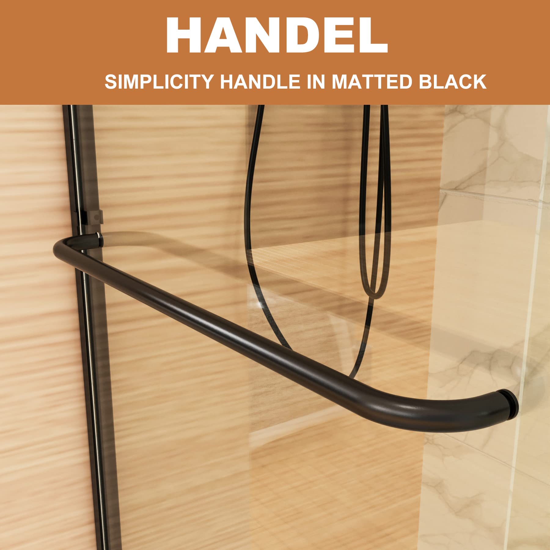 56-60 Inch Sliding Glass Shower Door - 70 Inch Height, Matte Black Frame with 1/4