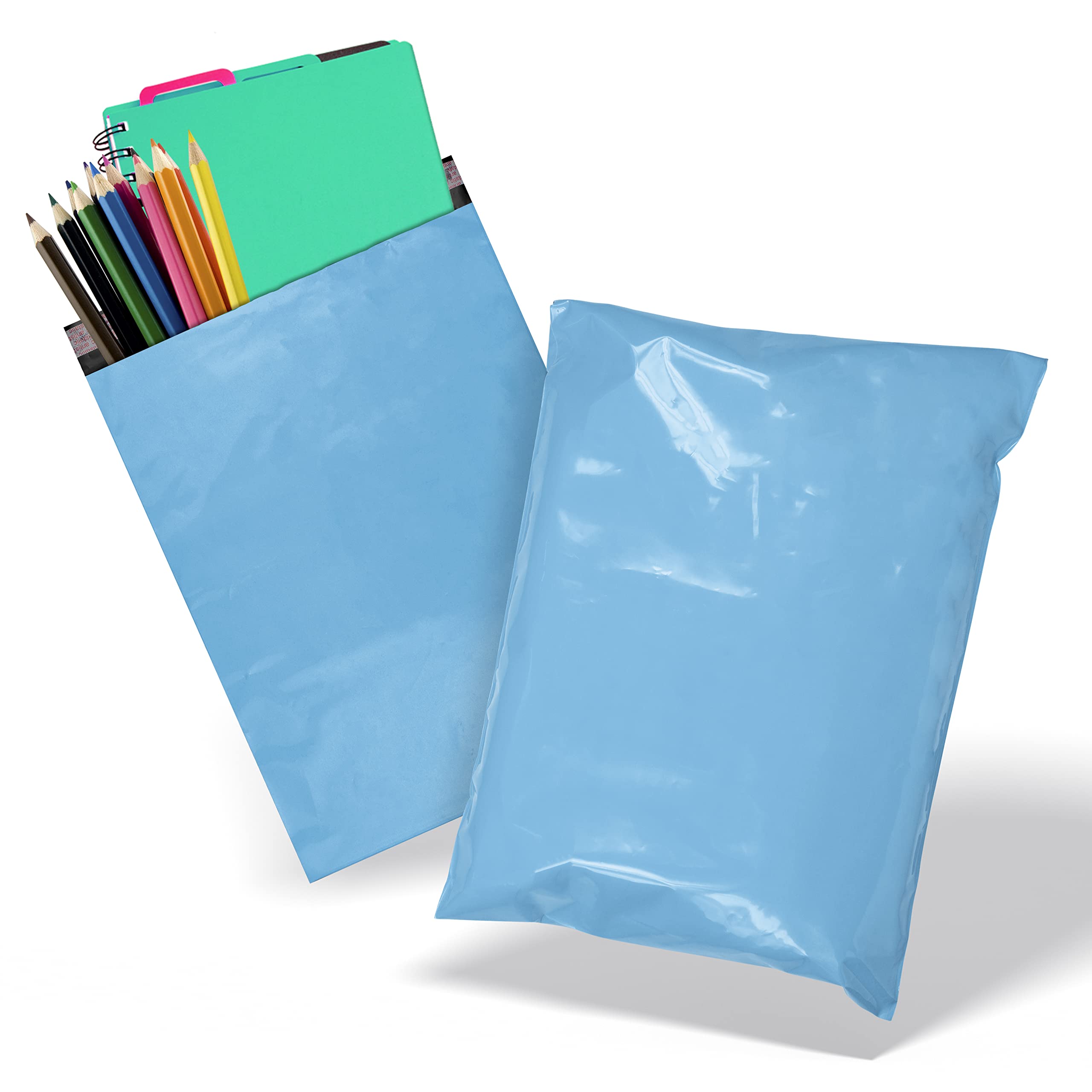 Amiff 14.5x19 Inch Blue Poly Mailers - 50 Pack Waterproof Peel & Seal Shipping Envelopes | 2 Mil Tear-Proof Plastic Mailing Bags for Small Business | Perfect for Shipping Clothes, Ecommerce Packages & Online Store Deliveries