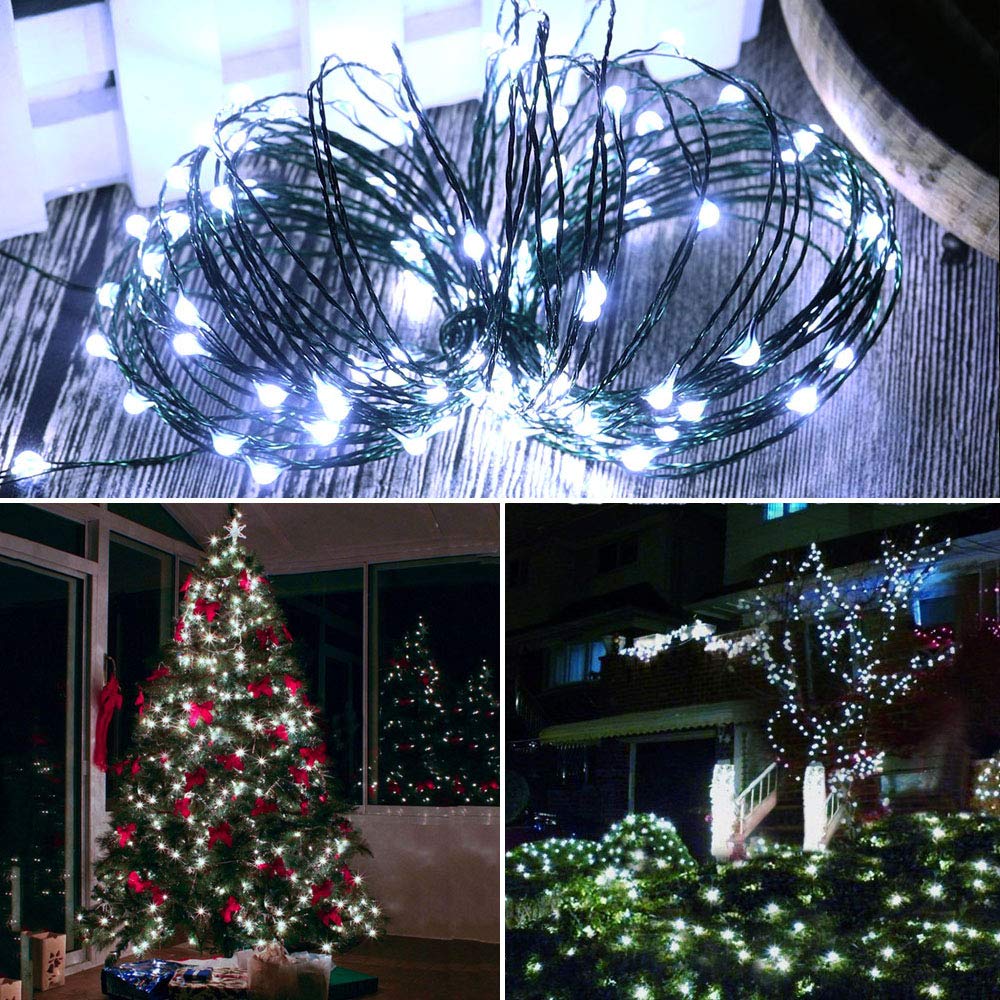300 LED Fairy String Lights - 99ft Waterproof Green Copper Wire Plug-in Lights for Indoor & Outdoor Decor | Bedroom, Patio, Garden, Christmas Tree | Cool White LED Lights for Romantic Ambiance & Holiday Lighting