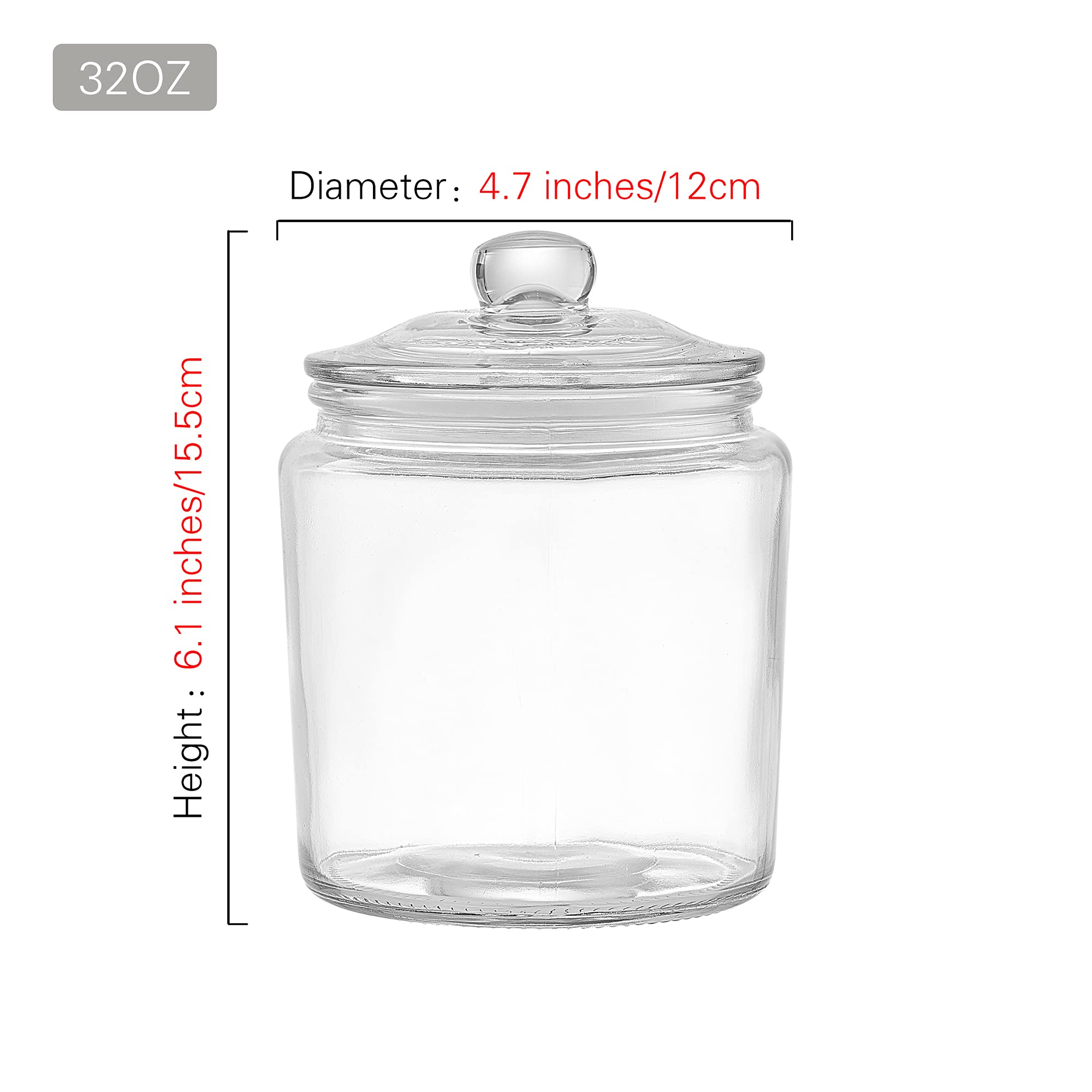 Premium Glass Kitchen Canister Storage Jars - Airtight Food Containers Set of 3 (32oz) for Flour, Sugar, Coffee & Dry Goods - Perfect for Pantry Organization & Countertop Display