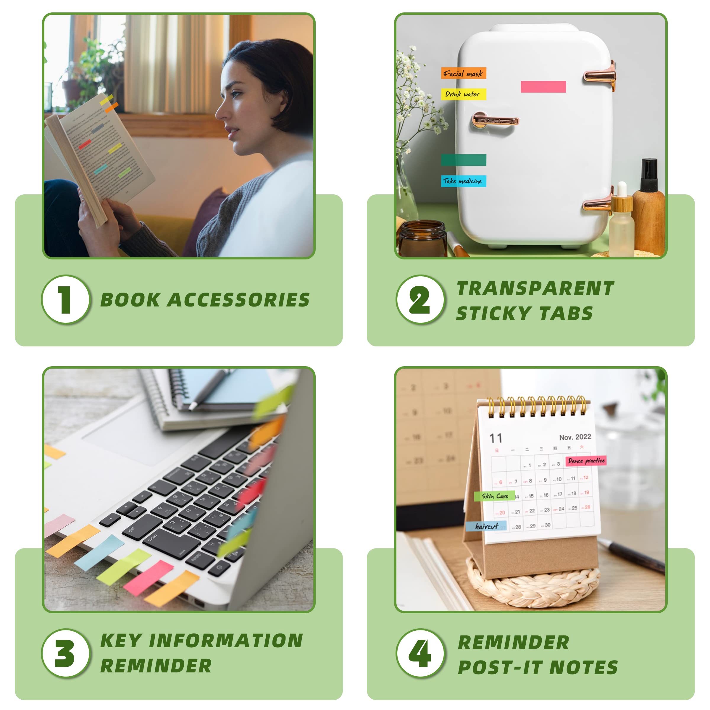 2800-Pcs Morandi Translucent Sticky Note Tabs - Repositionable Book Flags & File Index Tabs for Annotating Books, Organizing Documents | Perfect for Students, Office Work & Bible Study Note Taking
