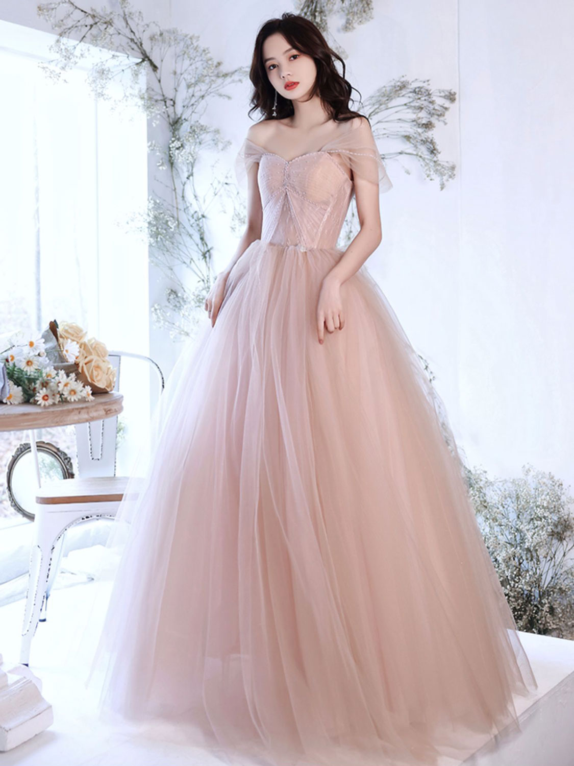 Elegant A-Line Off Shoulder Pink Long Prom Dress with Beading Lace - Perfect for Graduation, Homecoming & Special Occasions