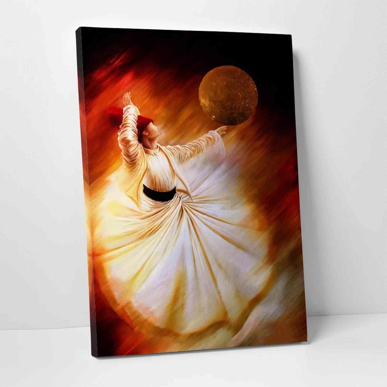 Whirling Dervish Islamic Art Canvas Print - Modern Spiritual Home Decor for Living Room, Meditation Space & Gift Giving