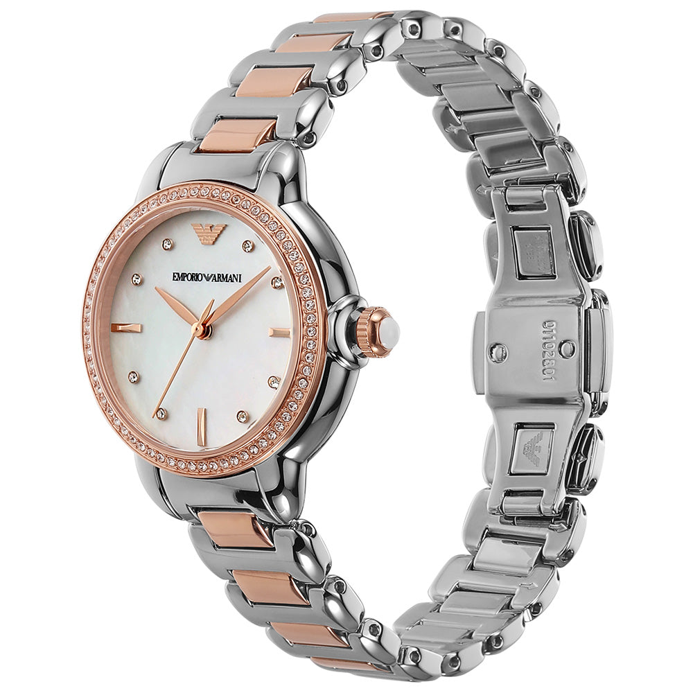 Emporio Armani AR11569 Mia Two-Tone Women's Watch - Luxury Stainless Steel Bracelet, Rose Gold Accents - Perfect for Office, Date Night & Special Occasions