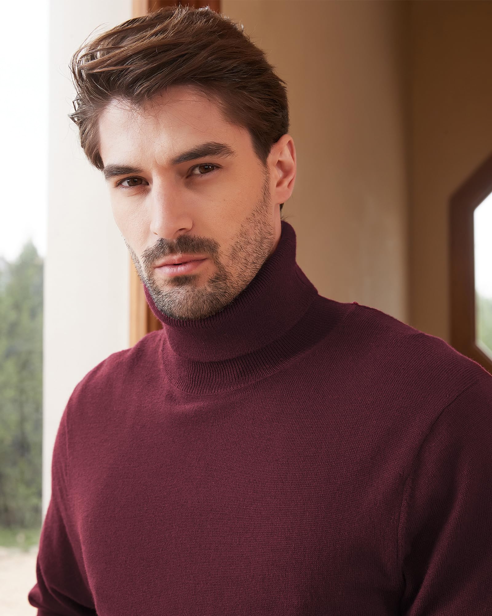 Kallspin Men's Wool Blend Lightweight Turtle Neck Sweater - Soft High Neck Pullover for Winter & Fall | Perfect for Office, Casual & Outdoor Wear