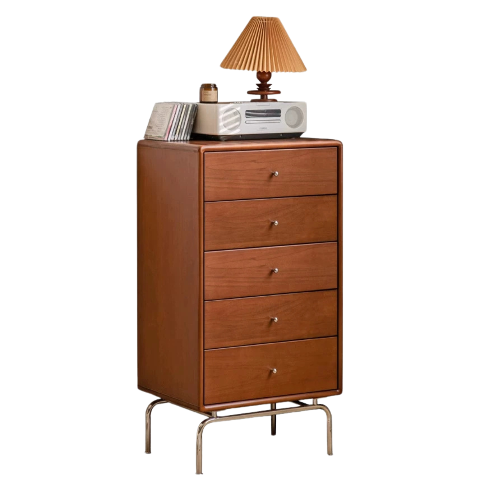21.2x15.7x40.1 inch / 54.5x40x102.5cm / teak color / five bucket cabinet