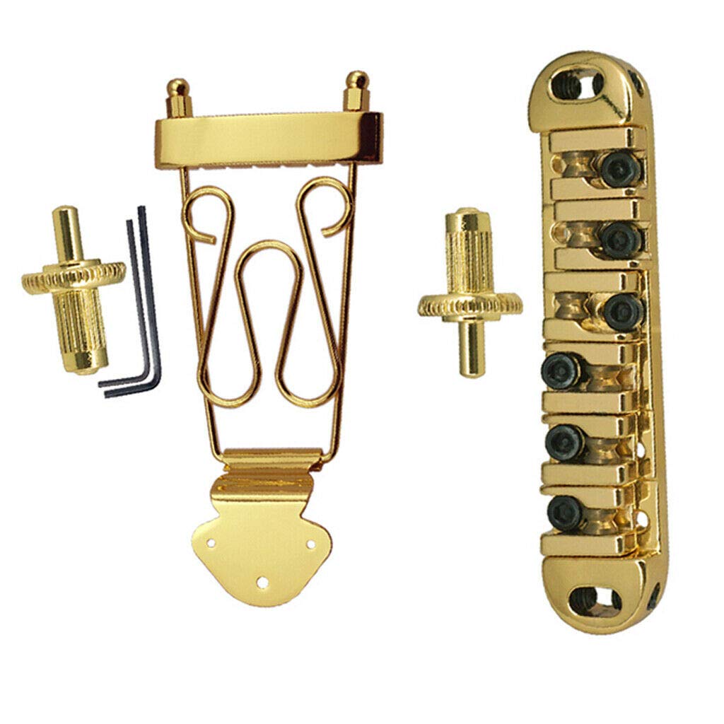 6 String Guitar Roller Saddle Tailpiece Bridge for LP Style Electric Guitar - Golden Color Replacement Part | Perfect for Gibson Les Paul Style Guitars & DIY Guitar Upgrades