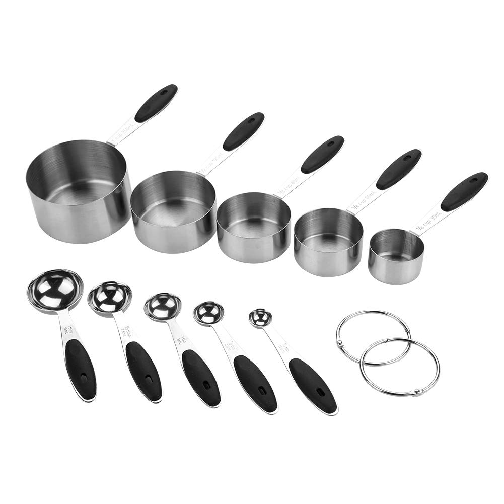 Premium Stainless Steel Measuring Cups and Spoons Set - 18-Piece Kitchen Essentials for Baking & Cooking - Includes Dry & Liquid Measuring Cups, Measuring Spoons (1/4 tsp to 1 cup) - Perfect for Home Bakers, Chefs & Meal Prep