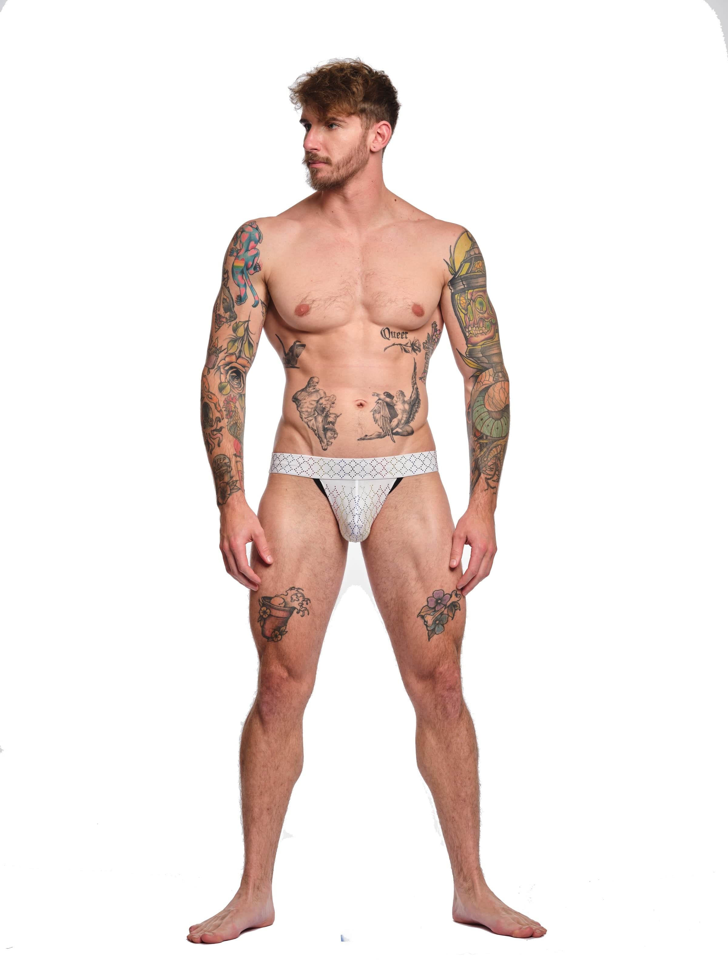 Rainbow Crystal Jock White - Elegant & Durable White Jockstrap for Men, Perfect for Sports, Gym Workouts & Everyday Comfort