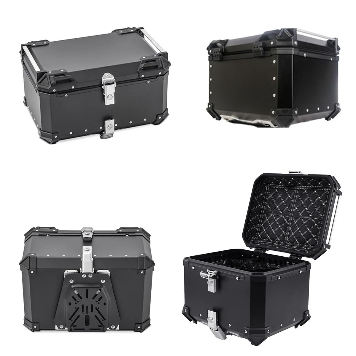 **Waterproof Aluminum Motorcycle Top Case - 28L to 100L (36L Black) - Secure Locking Touring Trunk for Storage & Travel**    *(Ideal for Commuting, Road Trips, and Adventure Riding - Fits Most Motorcycles)*