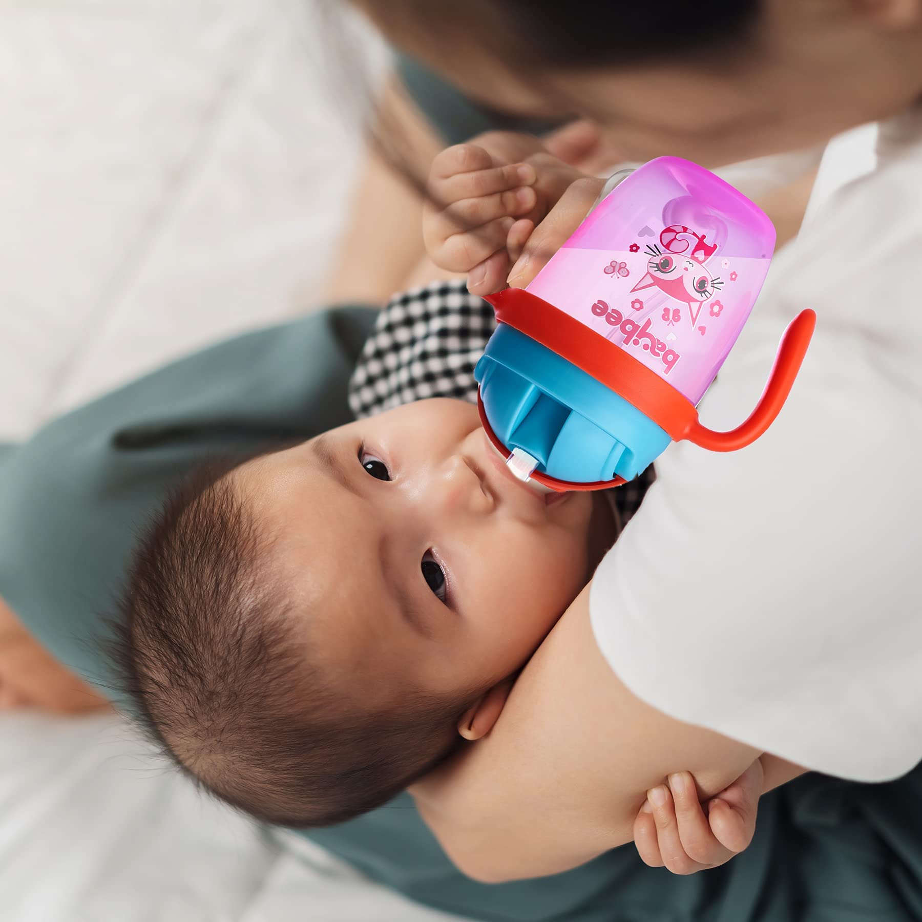 Baybee Flippo 240ML Anti-Spill Sippy Cup for Babies & Toddlers 6-36 Months - BPA Free Baby Bottle with Soft Silicone Straw - Leak Proof Training Cup for Travel, Daycare & Home Use (Pink)