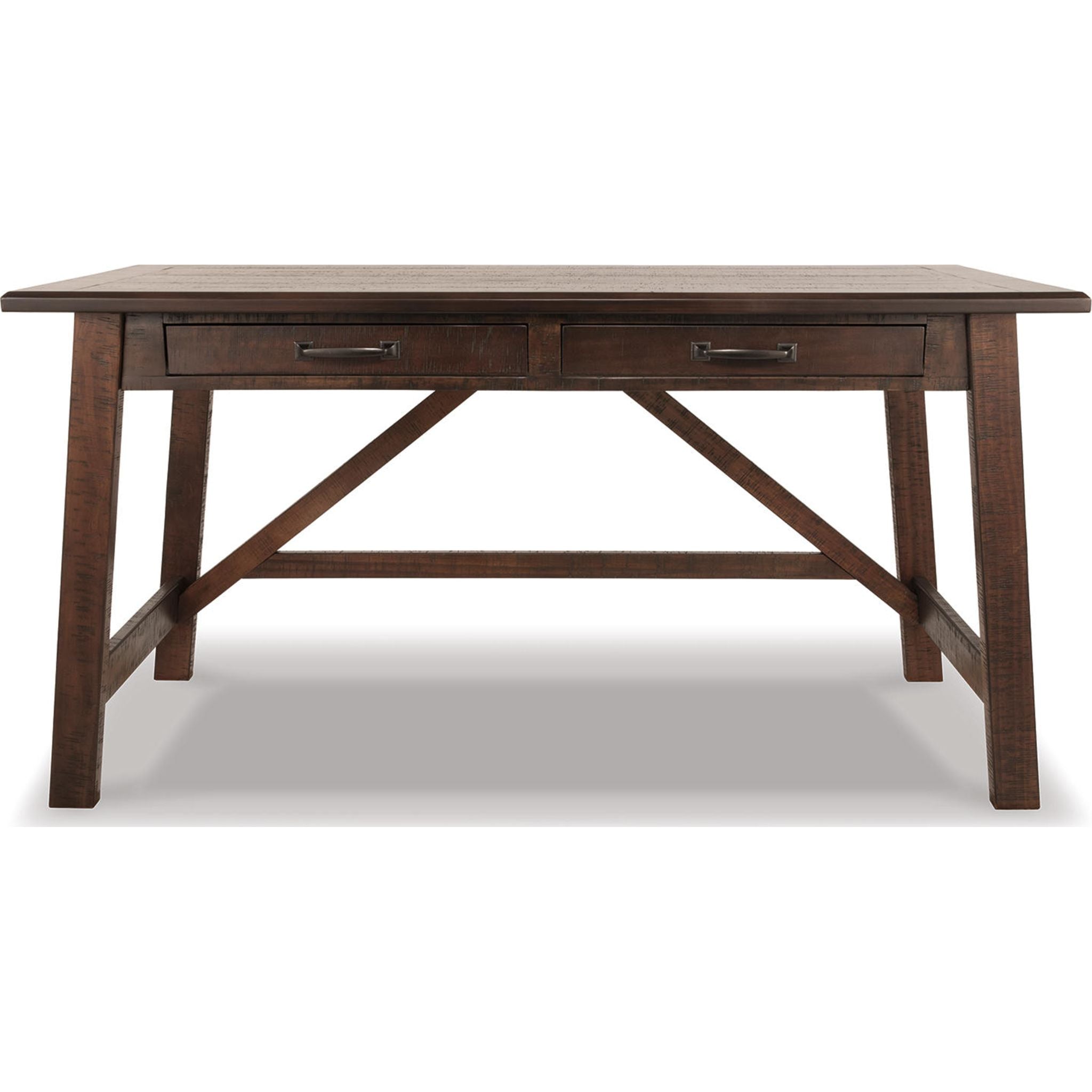 Baldridge Desk in Rustic Brown - Solid Wood Home Office Desk for Study & Work - Perfect for Home Office, Study Room & Workspace