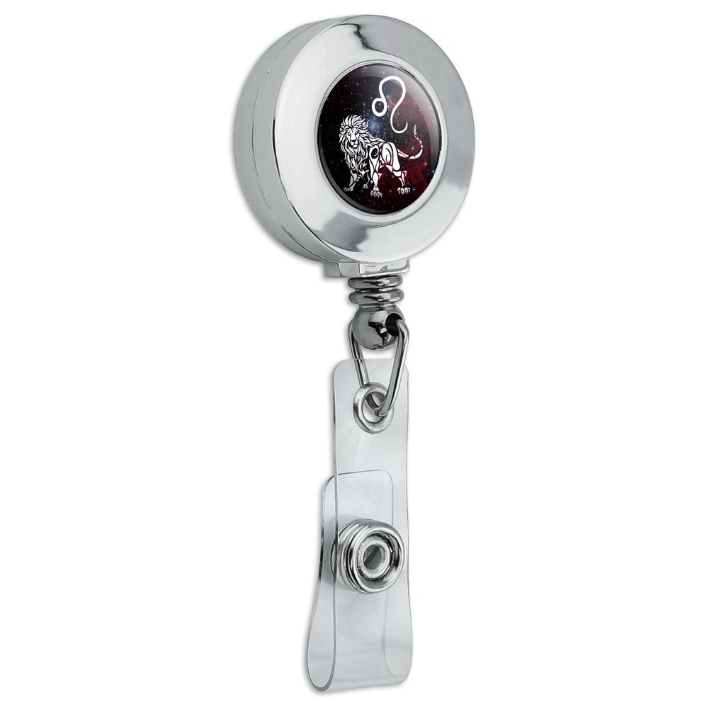 Leo Lion Zodiac ID Badge Holder - Space Horoscope Design for Work & Events