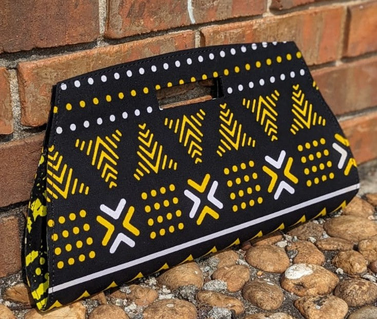 Mika Mud Cloth Print Clutch Bag - Authentic African Handmade Purse for Women | Perfect for Evening Parties, Weddings & Special Occasions | DPPBMC53