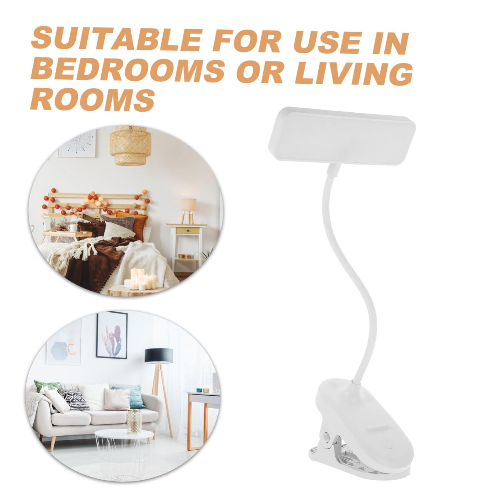 Veemoon Rechargeable LED Clip-on Table Lamp - 3 Brightness Levels, Portable Cordless Desk Light for Reading, Studying, Nightstand & Office Use