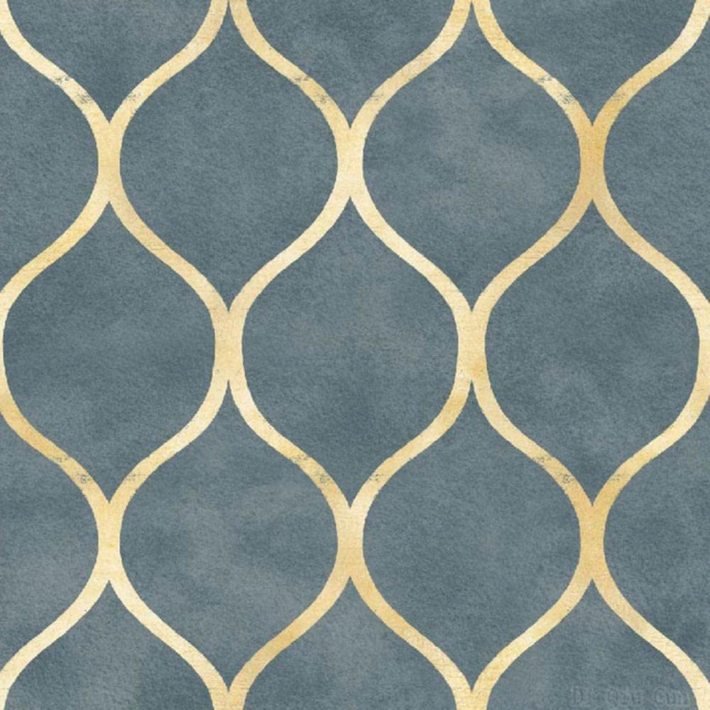 AFAMZ Trellis Sapphire Blue & Gold Stripe Removable Wallpaper - Self-Adhesive Contact Paper for Home, Bathroom, Bedroom Decor - 3m x 45cm - Perfect for Accent Walls, Furniture Makeovers & DIY Home Projects