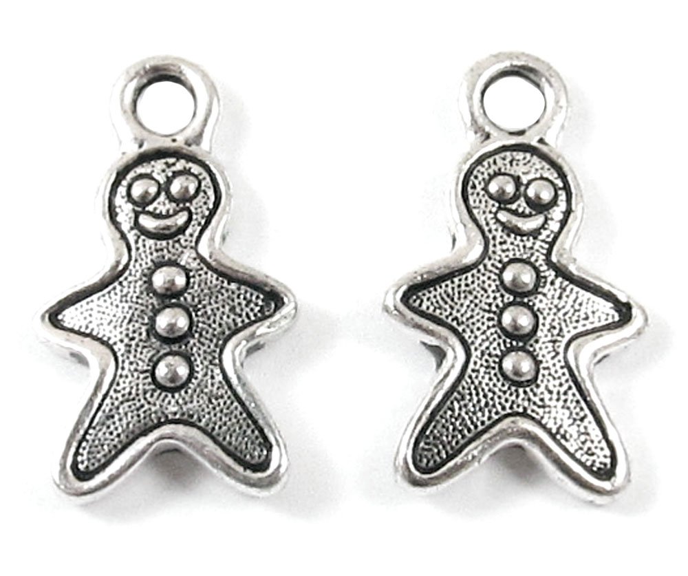 TierraCast Pewter Charms - Silver Gingerbread Man (2 Pack) | Christmas Ornament, DIY Jewelry Making, Scrapbooking Supplies | Perfect for Holiday Decorations & Craft Projects