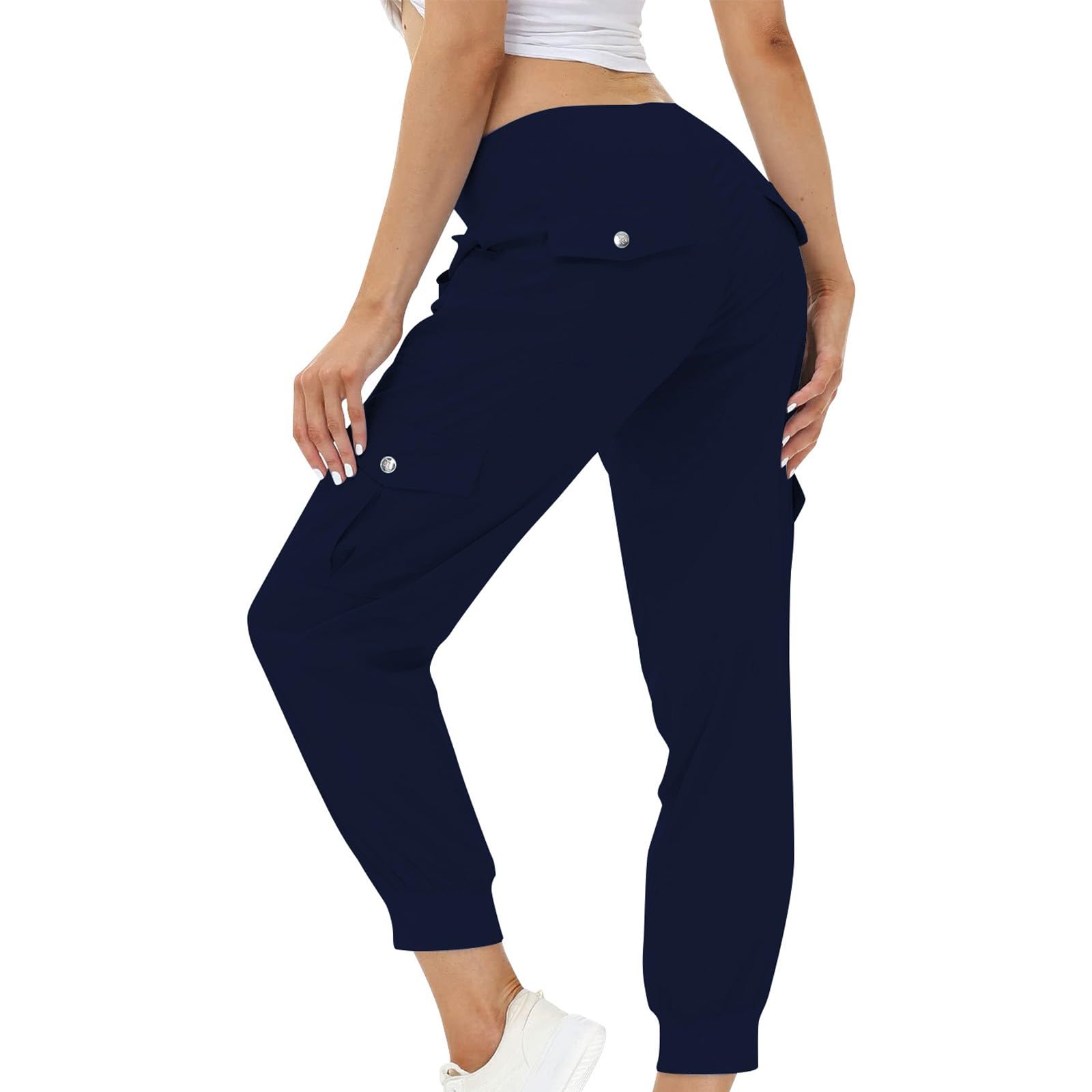 SHOPESSA Women's Stretchy Cargo Jogger Pants - Lightweight Elastic Waist Hiking & Athletic Sweatpants for Outdoor Workouts, Running, Travel & Casual Wear