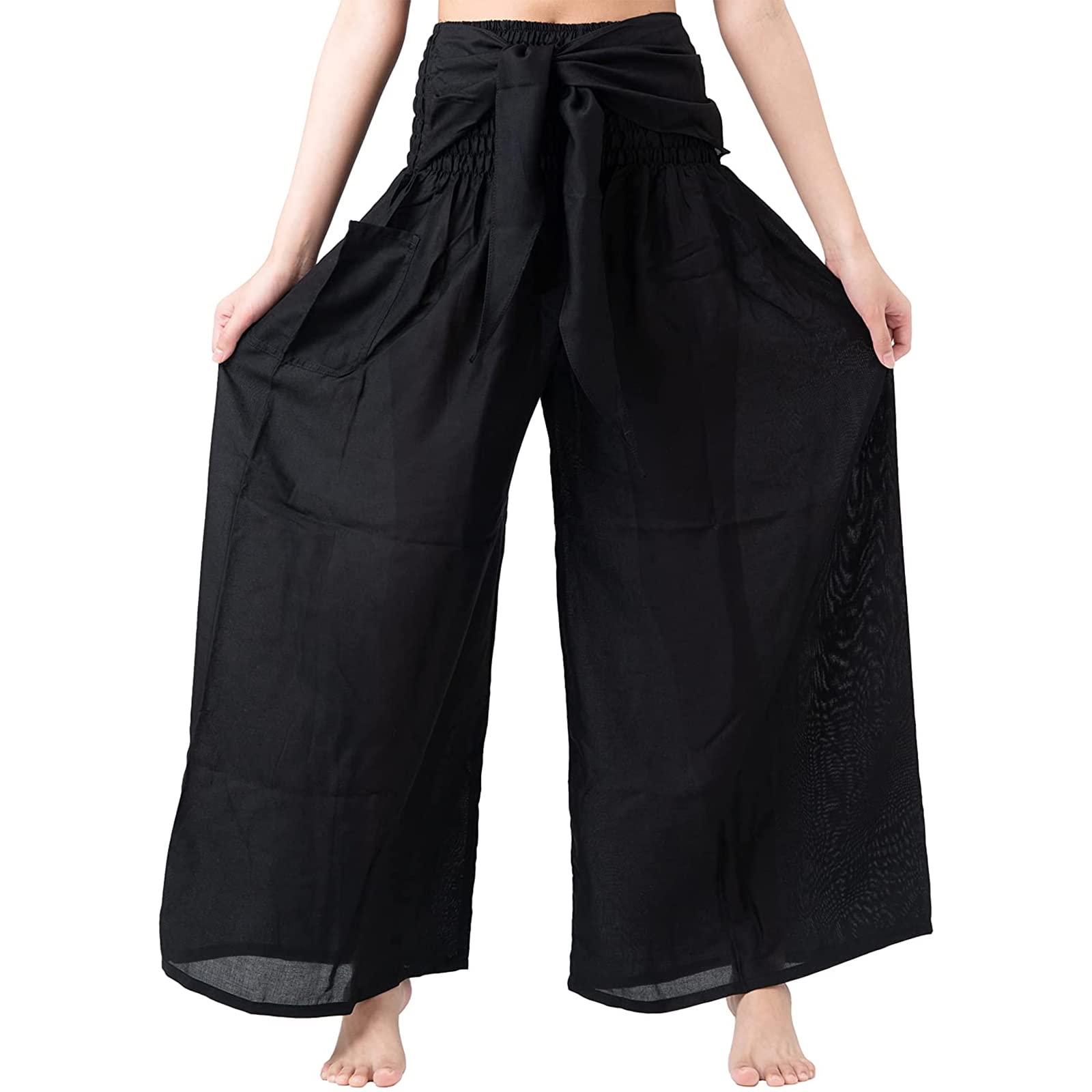 Boho Palazzo Pants for Women - High Waist Wide Leg Lounge Pants for Beach & Casual Wear