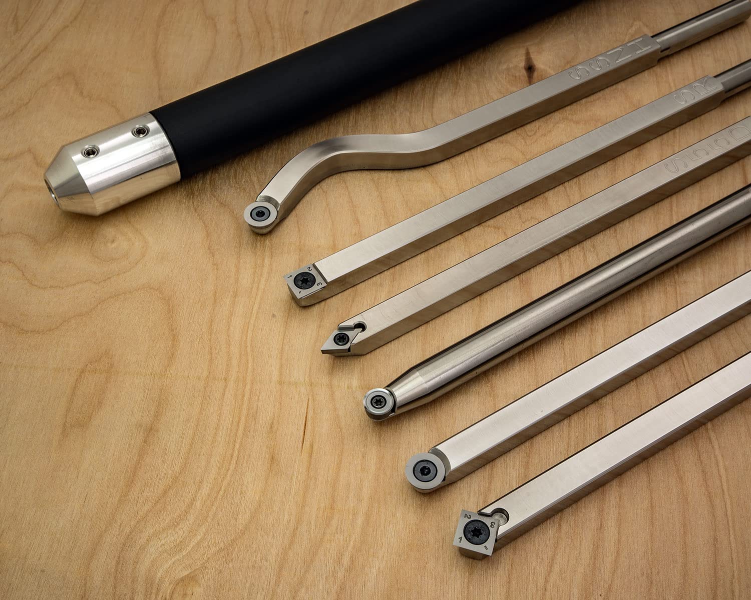 6-Piece Full Size Carbide Tipped Wood Lathe Tools Set with Replaceable Inserts, Screws & Torx Wrench | Includes 17