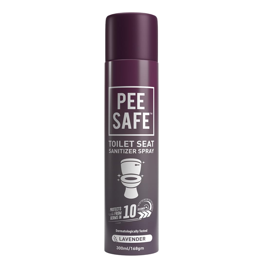 PEESAFE Toilet Seat Sanitizer Spray - 300ml Lavender Scented Bathroom Disinfectant | Kills 99.9% Germs, Prevents UTI & Infections | Travel-Friendly Toilet Cleaner with Odor Eliminator | Ideal for Home, Office & Public Restrooms