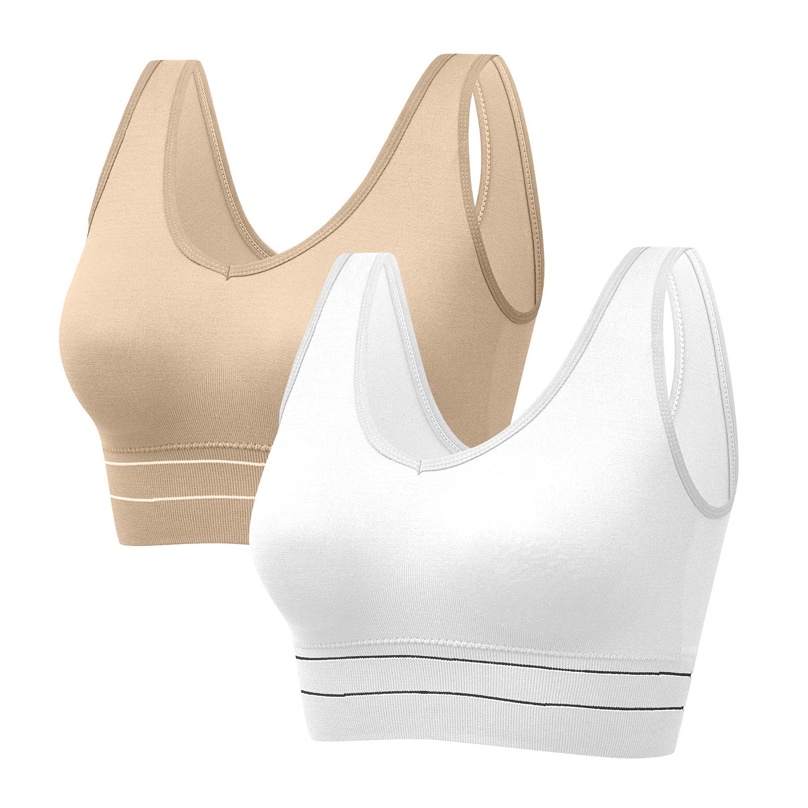 2 Pack Women's Seamless Sports Bras - Comfortable Yoga Bra for High Impact Workouts, Running & Fitness - Breathable & Shock Proof Activewear for Gym & Daily Wear