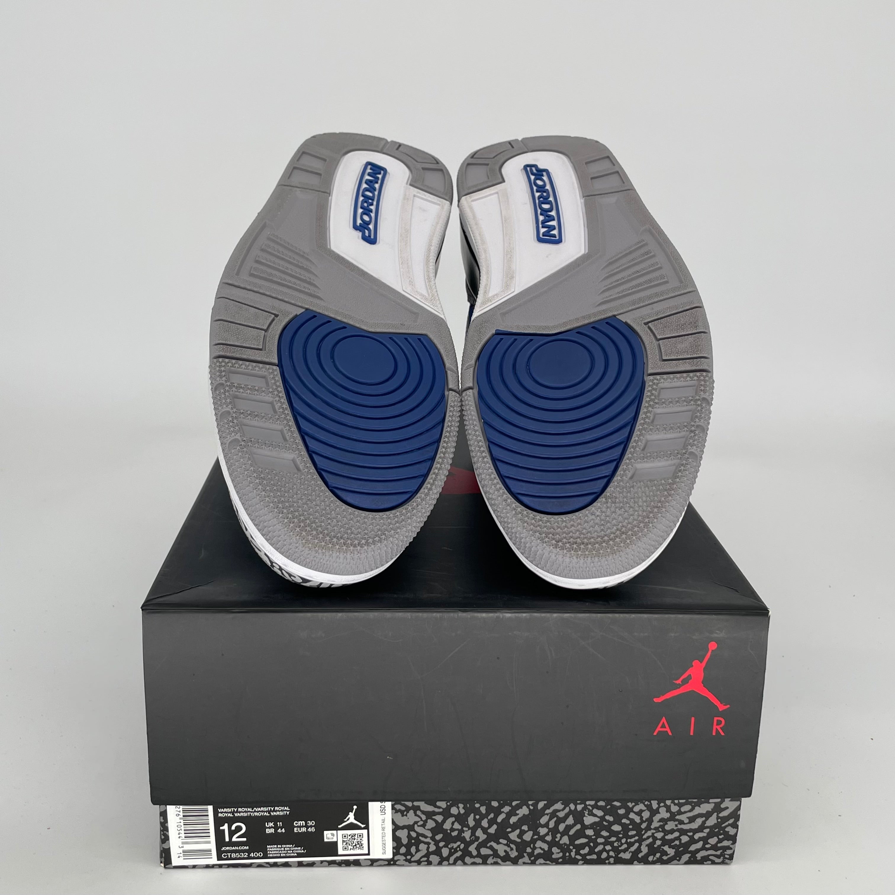AIR JORDAN 3 VARSITY ROYAL CEMENT Men's Basketball Shoes - Size 12 (CT8532-400) | Retro Sneakers for Streetwear & Sports Performance