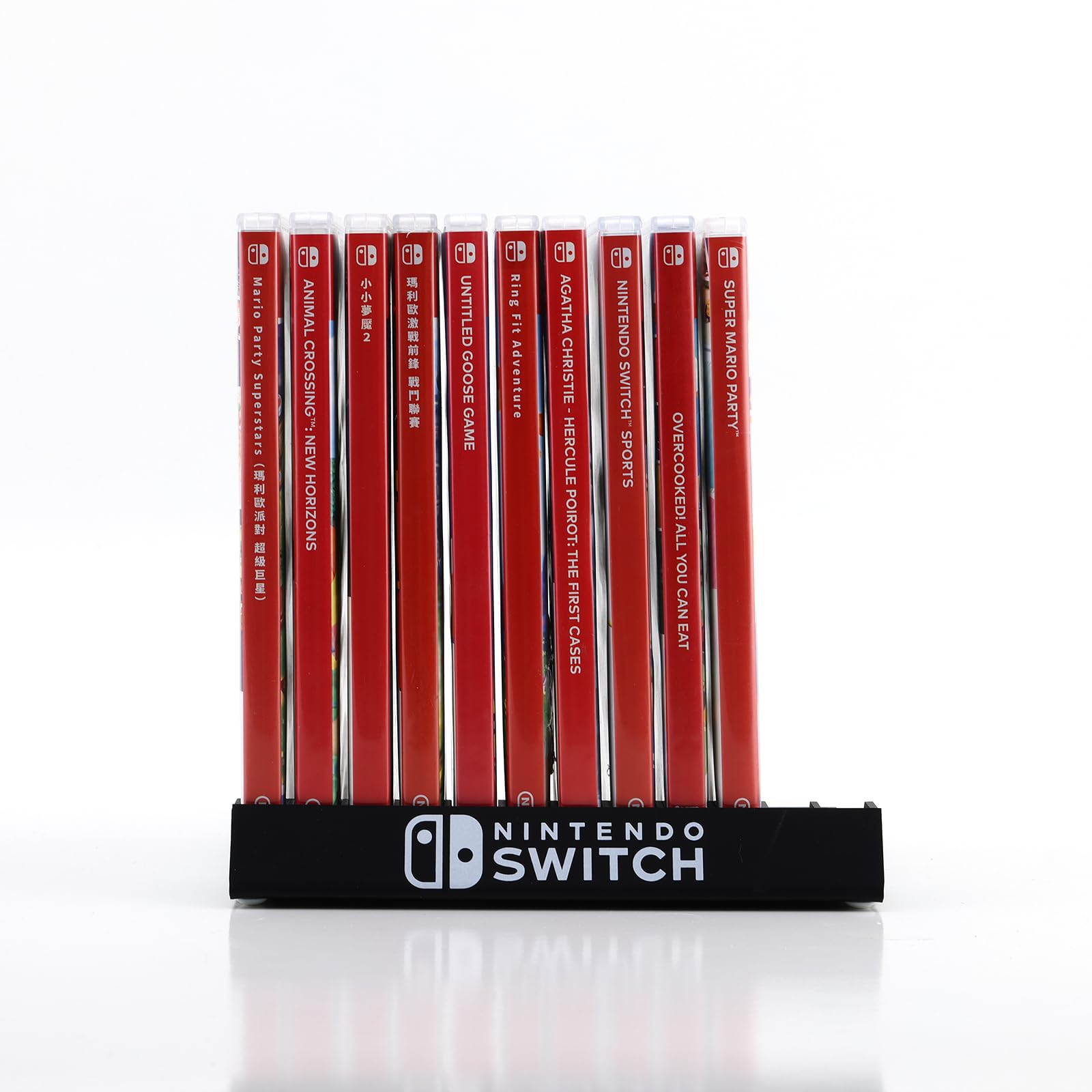 Nintendo Switch Game Holder - 12-Slot Game Case Organizer with Stand & Brackets for Switch Games, Cards, and Disks - Black - Perfect for Gaming Setup and Storage Organization