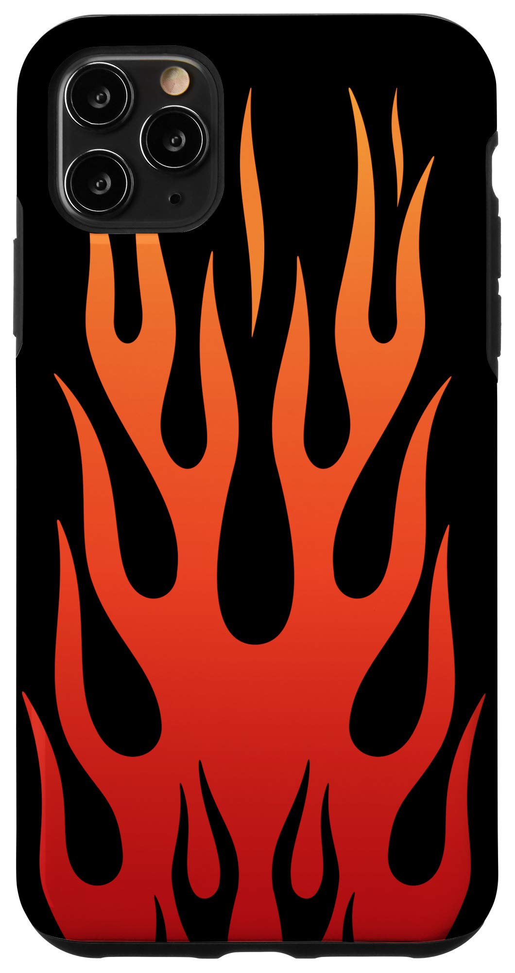 iPhone 11 Pro Max Case - Fire Red & Orange Flame Design on Black Retro Cover | Shockproof Protective Phone Case for Men & Women | Perfect for Daily Use, Travel & Outdoor Activities