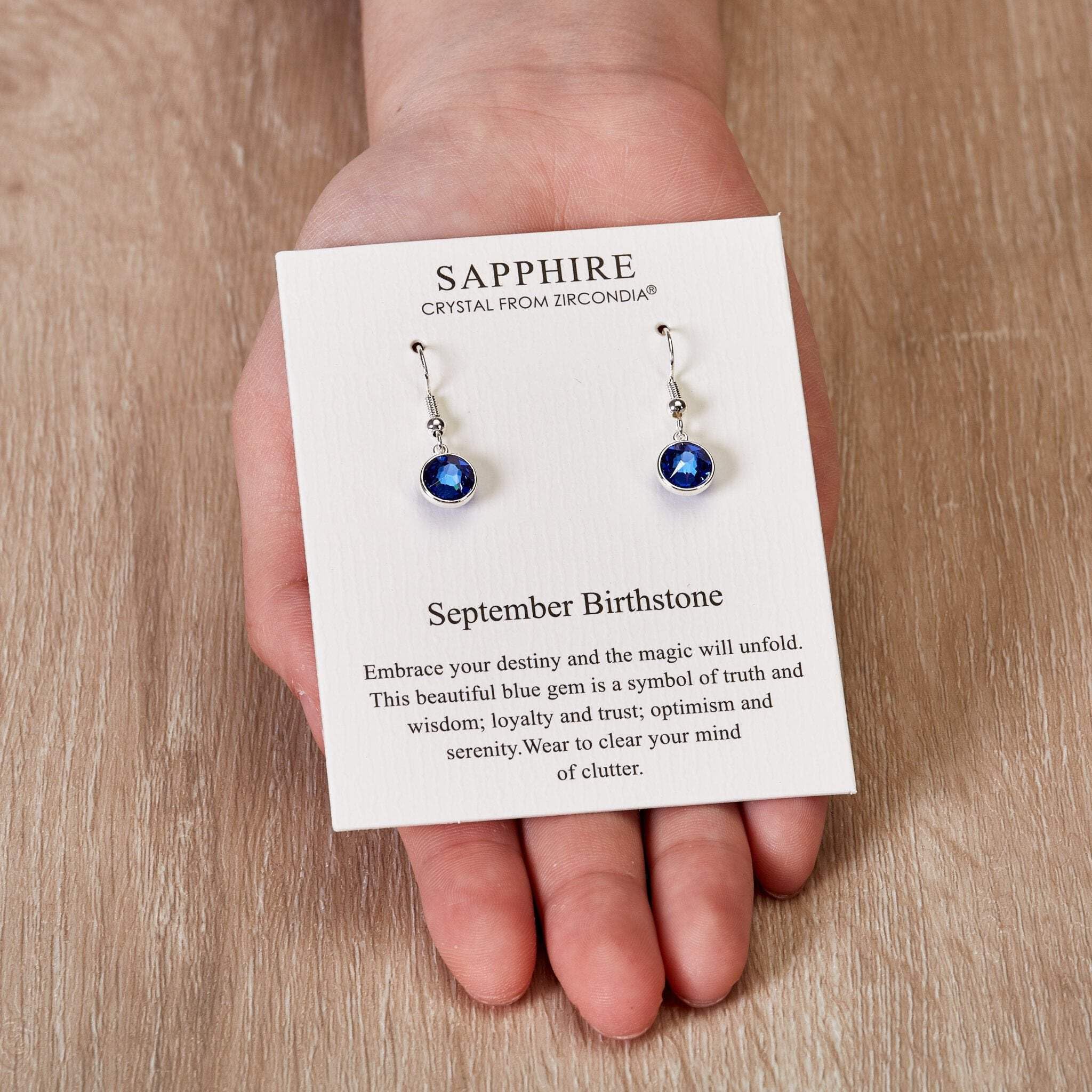 Sapphire Zirconia Drop Earrings - September Birthstone Jewelry for Women