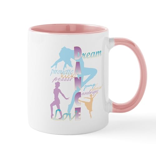 White/Pink Inside - Dream Dance Love Mugs