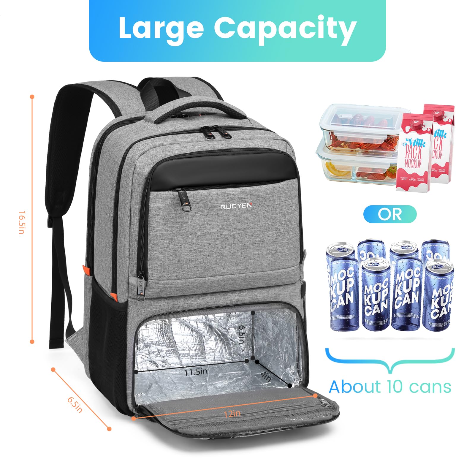 Insulated Cooler Backpack for Men & Women - 15.6