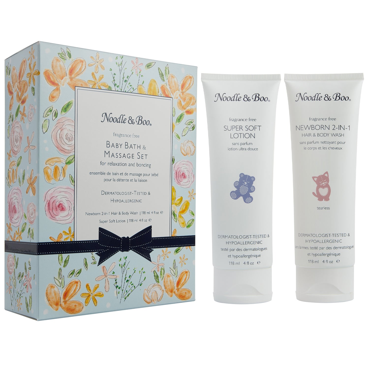 Gentle Baby Bath & Massage Gift Set - Fragrance Free & Hypoallergenic - Perfect for Newborn Care & Relaxing Spa Time